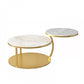 Contemporary Coffee Table Round Stone Top Extendable Coffee Cocktail Table Gold Pandora Gold Gray Clearhalo 'Coffee & Accent Tables' 'Coffee Tables' 'coffee_tables' 'furn' 'furn_coffee_tables' 'Furniture' 'Living Room Furniture' 7131667