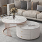 Glam Nesting Coffee Table Set Drum Round Slate Coffee Table with Drawers 31"L x 31"W x 17"H + 28"L x 28"W x 14"H Stone Grey White Clearhalo 'Coffee & Accent Tables' 'Coffee Tables' 'coffee_tables' 'furn' 'furn_coffee_tables' 'Furniture' 'Living Room Furniture' 7131731