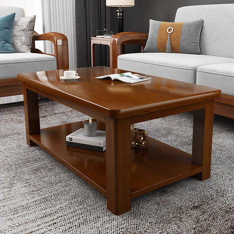 Contemporary Solid Wood Coffee Table Rectangle 4 Legs Coffee Cocktail Table Clearhalo 'Coffee & Accent Tables' 'Coffee Tables' 'coffee_tables' 'furn' 'furn_coffee_tables' 'Furniture' 'Living Room Furniture' 7131735