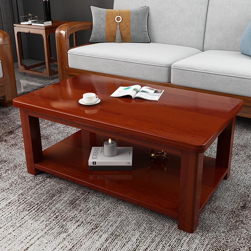 Contemporary Solid Wood Coffee Table Rectangle 4 Legs Coffee Cocktail Table Clearhalo 'Coffee & Accent Tables' 'Coffee Tables' 'coffee_tables' 'furn' 'furn_coffee_tables' 'Furniture' 'Living Room Furniture' 7131738