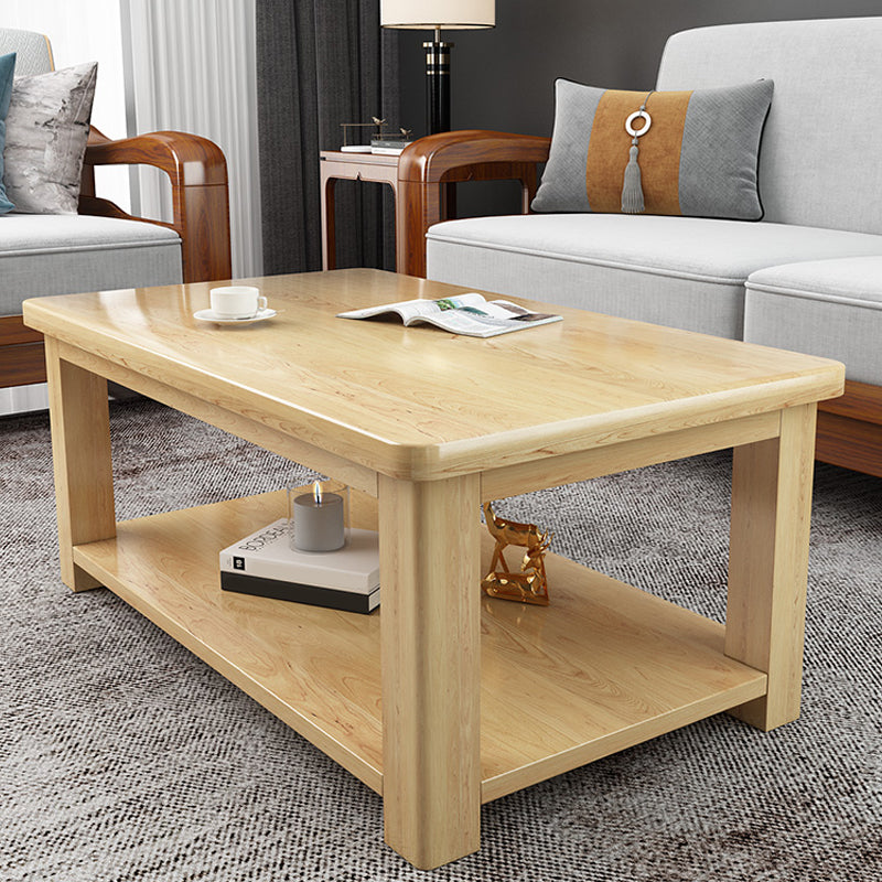 Contemporary Solid Wood Coffee Table Rectangle 4 Legs Coffee Cocktail Table Clearhalo 'Coffee & Accent Tables' 'Coffee Tables' 'coffee_tables' 'furn' 'furn_coffee_tables' 'Furniture' 'Living Room Furniture' 7131740