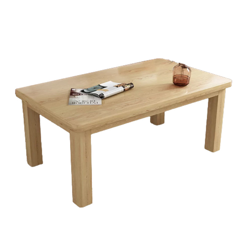 Contemporary Solid Wood Coffee Table Rectangle 4 Legs Coffee Cocktail Table Natural Shelves Not Included Clearhalo 'Coffee & Accent Tables' 'Coffee Tables' 'coffee_tables' 'furn' 'furn_coffee_tables' 'Furniture' 'Living Room Furniture' 7131741