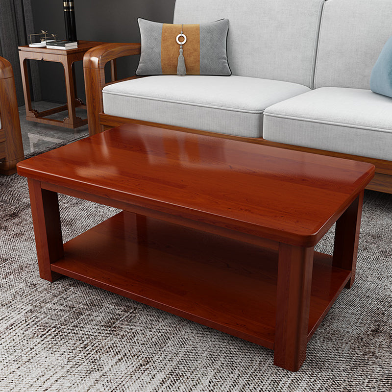 Contemporary Solid Wood Coffee Table Rectangle 4 Legs Coffee Cocktail Table Clearhalo 'Coffee & Accent Tables' 'Coffee Tables' 'coffee_tables' 'furn' 'furn_coffee_tables' 'Furniture' 'Living Room Furniture' 7131742