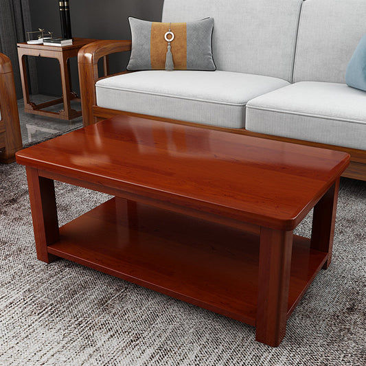 Mesa de café de madera maciza contemporánea Rectángulo 4 patas Cóctel de café Mesa