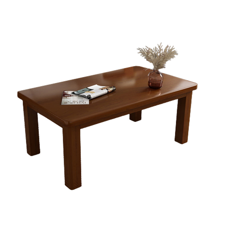 Contemporary Solid Wood Coffee Table Rectangle 4 Legs Coffee Cocktail Table Walnut Shelves Not Included Clearhalo 'Coffee & Accent Tables' 'Coffee Tables' 'coffee_tables' 'furn' 'furn_coffee_tables' 'Furniture' 'Living Room Furniture' 7131743