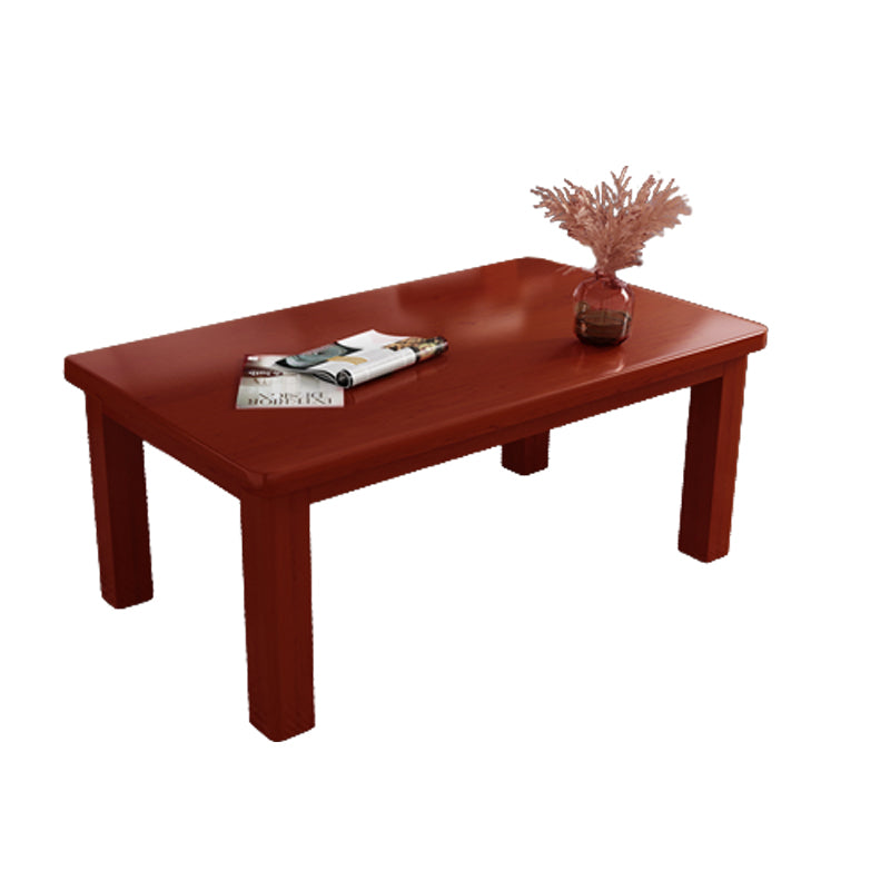 Contemporary Solid Wood Coffee Table Rectangle 4 Legs Coffee Cocktail Table Maroon Shelves Not Included Clearhalo 'Coffee & Accent Tables' 'Coffee Tables' 'coffee_tables' 'furn' 'furn_coffee_tables' 'Furniture' 'Living Room Furniture' 7131745
