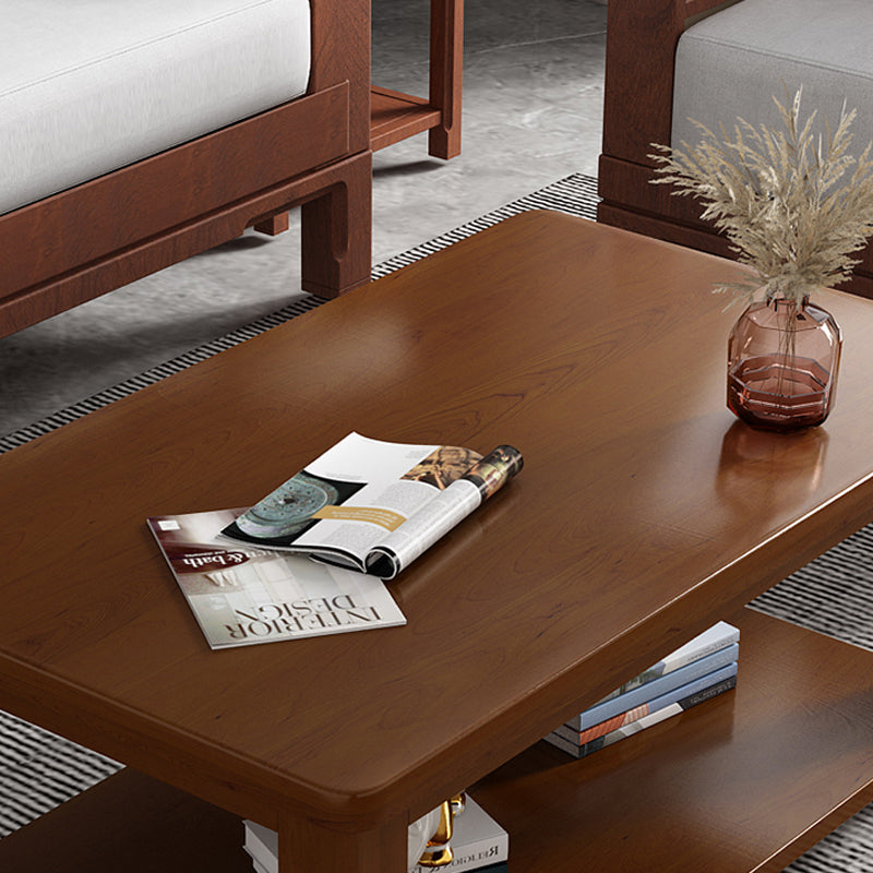 Contemporary Solid Wood Coffee Table Rectangle 4 Legs Coffee Cocktail Table Clearhalo 'Coffee & Accent Tables' 'Coffee Tables' 'coffee_tables' 'furn' 'furn_coffee_tables' 'Furniture' 'Living Room Furniture' 7131746