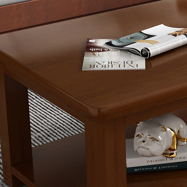 Contemporary Solid Wood Coffee Table Rectangle 4 Legs Coffee Cocktail Table Clearhalo 'Coffee & Accent Tables' 'Coffee Tables' 'coffee_tables' 'furn' 'furn_coffee_tables' 'Furniture' 'Living Room Furniture' 7131747