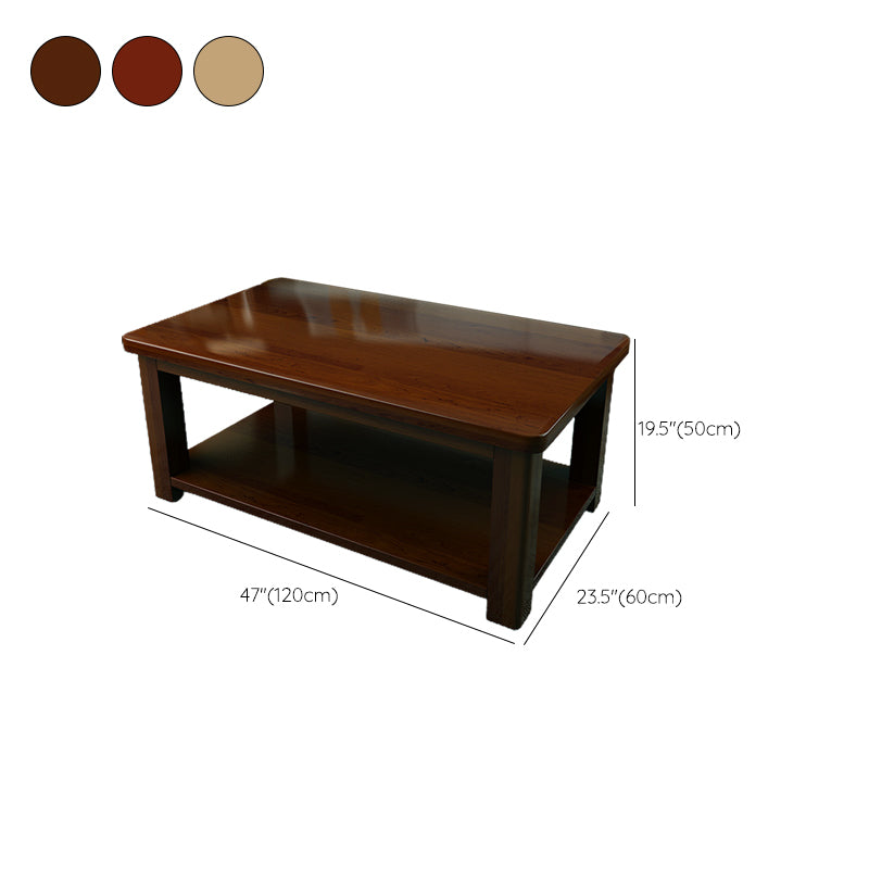 Contemporary Solid Wood Coffee Table Rectangle 4 Legs Coffee Cocktail Table Clearhalo 'Coffee & Accent Tables' 'Coffee Tables' 'coffee_tables' 'furn' 'furn_coffee_tables' 'Furniture' 'Living Room Furniture' 7131755