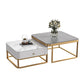 Glam Frame Coffee Table Slate/Glass Top Coffee Cocktail Table with Drawers Gold Grey White Clearhalo 'Coffee & Accent Tables' 'Coffee Tables' 'coffee_tables' 'furn' 'furn_coffee_tables' 'Furniture' 'Living Room Furniture' 7131864