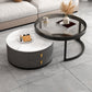 Modern Round Glass Cocktail Table Set Iron Frame Coffee Table with Drawers Glass White Clearhalo 'Coffee & Accent Tables' 'Coffee Tables' 'coffee_tables' 'furn' 'furn_coffee_tables' 'Furniture' 'Living Room Furniture' 7131885