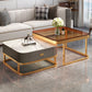Modern 2 Nesting Glass Coffee Table Set Steel Frame Base 1 - Drawer Cocktail Table Clearhalo 'Coffee & Accent Tables' 'Coffee Tables' 'coffee_tables' 'furn' 'furn_coffee_tables' 'Furniture' 'Living Room Furniture' 7131908