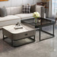 Modern 2 Nesting Glass Coffee Table Set Steel Frame Base 1 - Drawer Cocktail Table Clearhalo 'Coffee & Accent Tables' 'Coffee Tables' 'coffee_tables' 'furn' 'furn_coffee_tables' 'Furniture' 'Living Room Furniture' 7131909