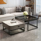 Modern 2 Nesting Glass Coffee Table Set Steel Frame Base 1 - Drawer Cocktail Table Clearhalo 'Coffee & Accent Tables' 'Coffee Tables' 'coffee_tables' 'furn' 'furn_coffee_tables' 'Furniture' 'Living Room Furniture' 7131916