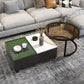 Modern 2 Nesting Coffee Table Set 31.5" W Glass & Wood Cocktail Table with Storage 31"L x 22"W x 14"H+28"L x 28"W x 18"H Walnut-White-Green Clearhalo 'Coffee & Accent Tables' 'Coffee Tables' 'coffee_tables' 'furn' 'furn_coffee_tables' 'Furniture' 'Living Room Furniture' 7131949