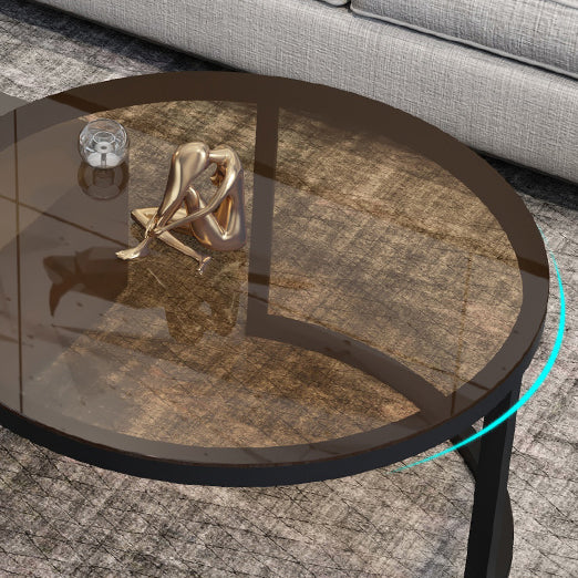 Modern 2 Nesting Coffee Table Set 31.5" W Glass & Wood Cocktail Table with Storage Clearhalo 'Coffee & Accent Tables' 'Coffee Tables' 'coffee_tables' 'furn' 'furn_coffee_tables' 'Furniture' 'Living Room Furniture' 7131954