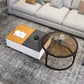 Modern 2 Nesting Coffee Table Set 31.5" W Glass & Wood Cocktail Table with Storage 31"L x 22"W x 14"H+28"L x 28"W x 18"H White-Orange-Gray Clearhalo 'Coffee & Accent Tables' 'Coffee Tables' 'coffee_tables' 'furn' 'furn_coffee_tables' 'Furniture' 'Living Room Furniture' 7131956