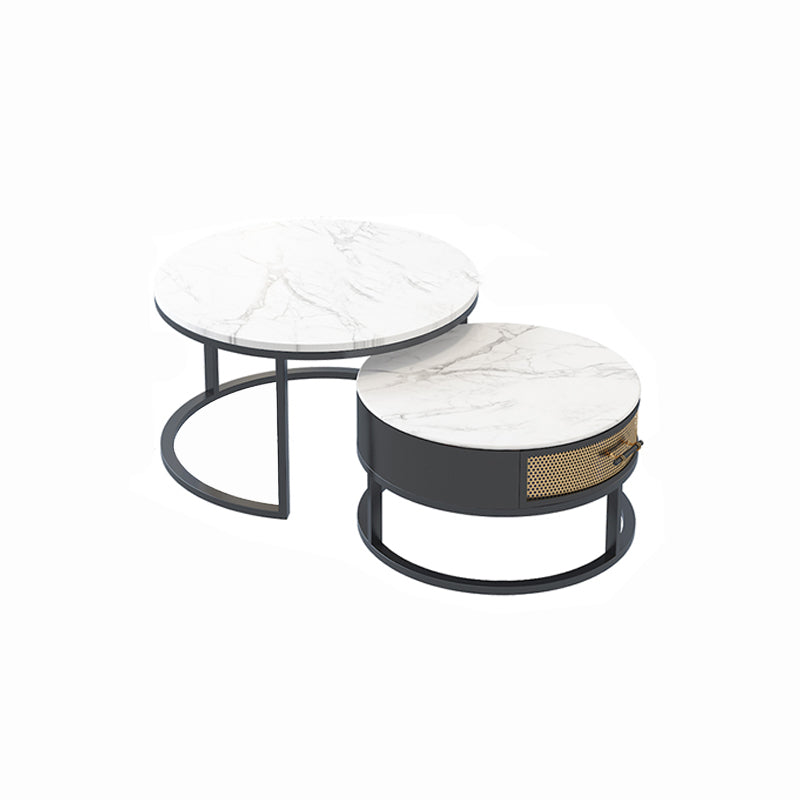 Frame Cocktail Table Slate Top Coffee or End Table with Storage Drawers
