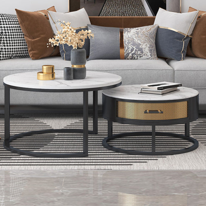 Frame Cocktail Table Slate Top Coffee or End Table with Storage Drawers