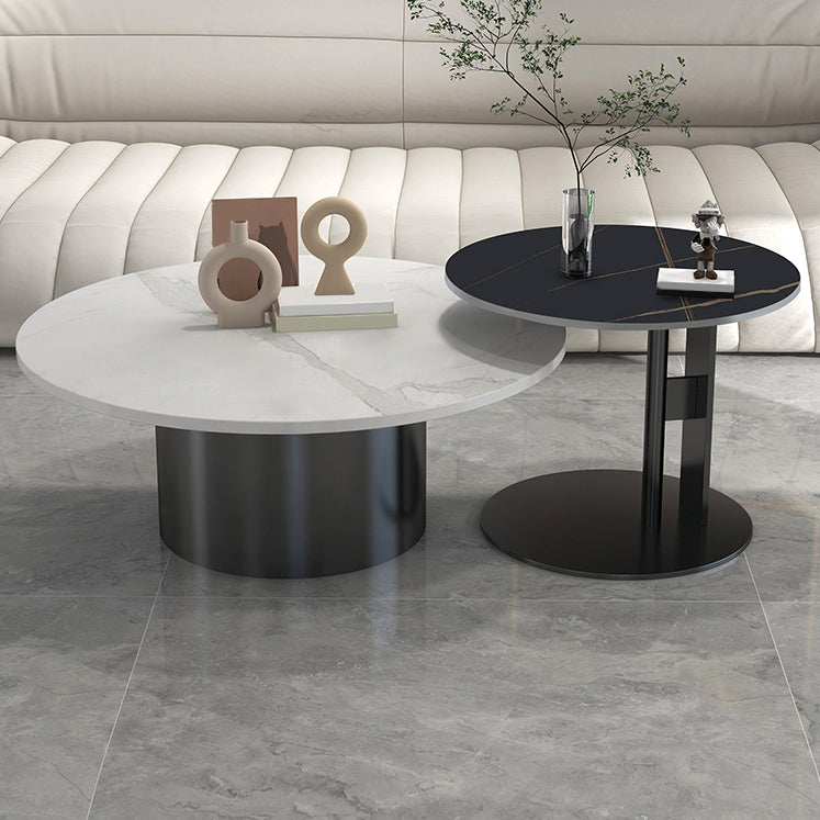 Pedestal Cocktail Table Contemporary Slate Top Coffee or End Table