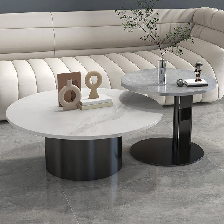 Pedestal Cocktail Table Contemporary Slate Top Coffee or End Table