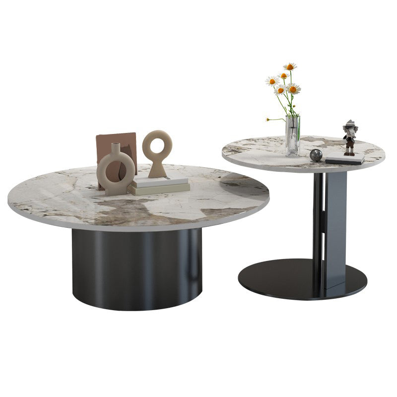Pedestal Cocktail Table Contemporary Slate Top Coffee or End Table