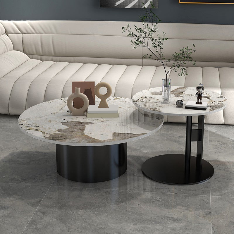 Pedestal Cocktail Table Contemporary Slate Top Coffee or End Table
