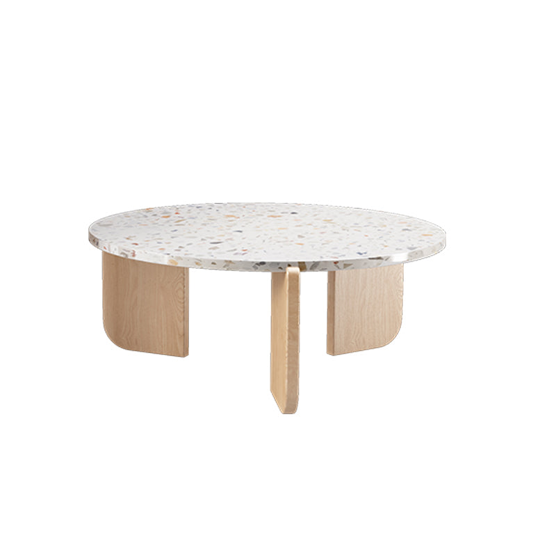 Round Terrazzo Coffee Cocktail Table Set with Acrylic/Ash Legs Wood Clearhalo 'Coffee & Accent Tables' 'Coffee Tables' 'coffee_tables' 'furn' 'furn_coffee_tables' 'Furniture' 'Living Room Furniture' 7132021