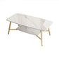 Table basse rectangulaire en ardoise, 4 pieds, 1 table de cocktail simple avec étagère de rangement
