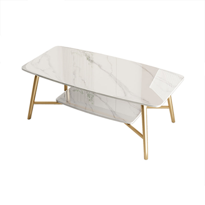 Table basse rectangulaire en ardoise, 4 pieds, 1 table de cocktail simple avec étagère de rangement