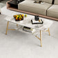 Table basse rectangulaire en ardoise, 4 pieds, 1 table de cocktail simple avec étagère de rangement