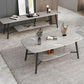 Table basse rectangulaire en ardoise, 4 pieds, 1 table de cocktail simple avec étagère de rangement