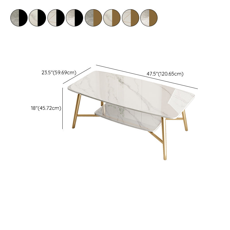 Table basse rectangulaire en ardoise, 4 pieds, 1 table de cocktail simple avec étagère de rangement