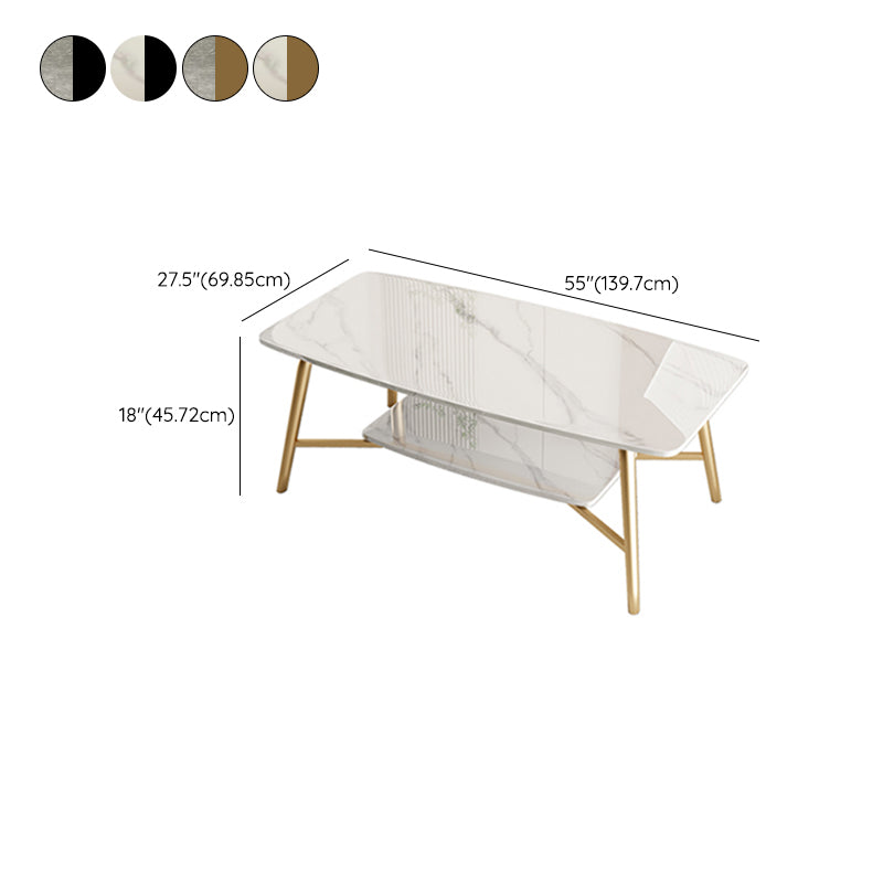Table basse rectangulaire en ardoise, 4 pieds, 1 table de cocktail simple avec étagère de rangement