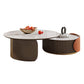 Round Coffee Table Slate Glam Nesting Coffee Table Set with Drawer White Brown Clearhalo 'Coffee & Accent Tables' 'Coffee Tables' 'coffee_tables' 'furn' 'furn_coffee_tables' 'Furniture' 'Living Room Furniture' 7132184