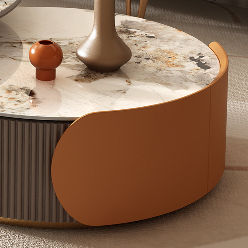 Round Coffee Table Slate Glam Nesting Coffee Table Set with Drawer Clearhalo 'Coffee & Accent Tables' 'Coffee Tables' 'coffee_tables' 'furn' 'furn_coffee_tables' 'Furniture' 'Living Room Furniture' 7132192