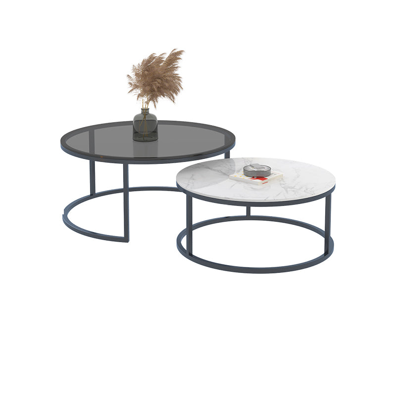 Round Nesting Coffee Table Set Frame Modern Coffee Table with Storage Black White Storage Not Included Clearhalo 'Coffee & Accent Tables' 'Coffee Tables' 'coffee_tables' 'furn' 'furn_coffee_tables' 'Furniture' 'Living Room Furniture' 7132198