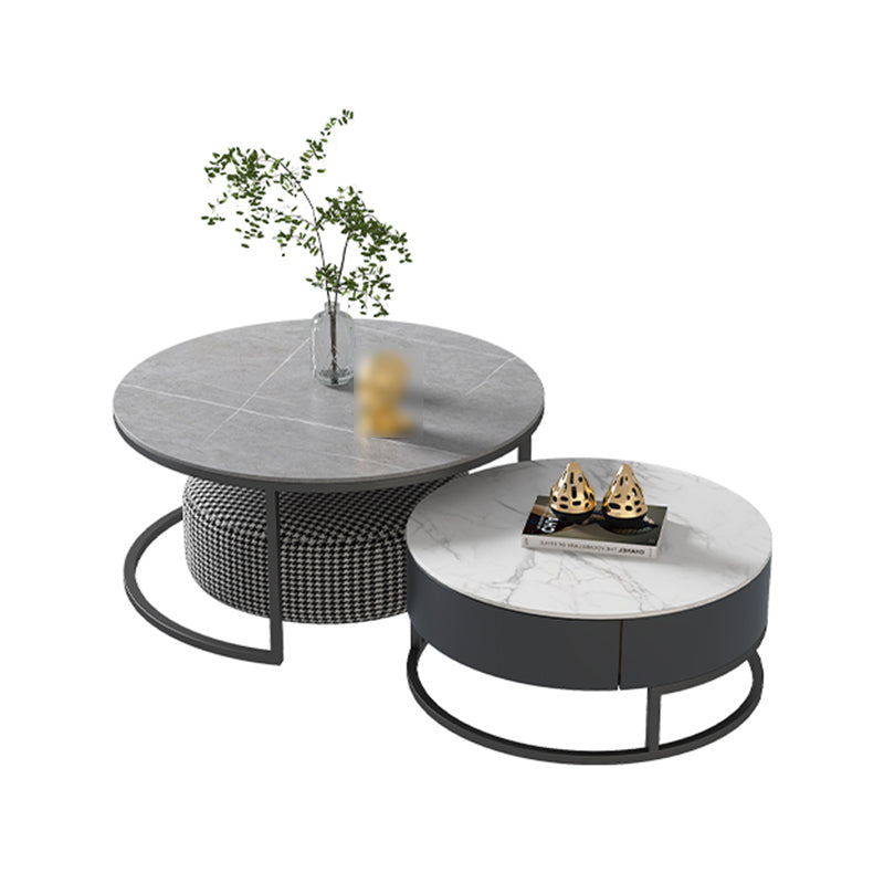 Round Nesting Coffee Table Set Frame Modern Coffee Table with Storage Clearhalo 'Coffee & Accent Tables' 'Coffee Tables' 'coffee_tables' 'furn' 'furn_coffee_tables' 'Furniture' 'Living Room Furniture' 7132203
