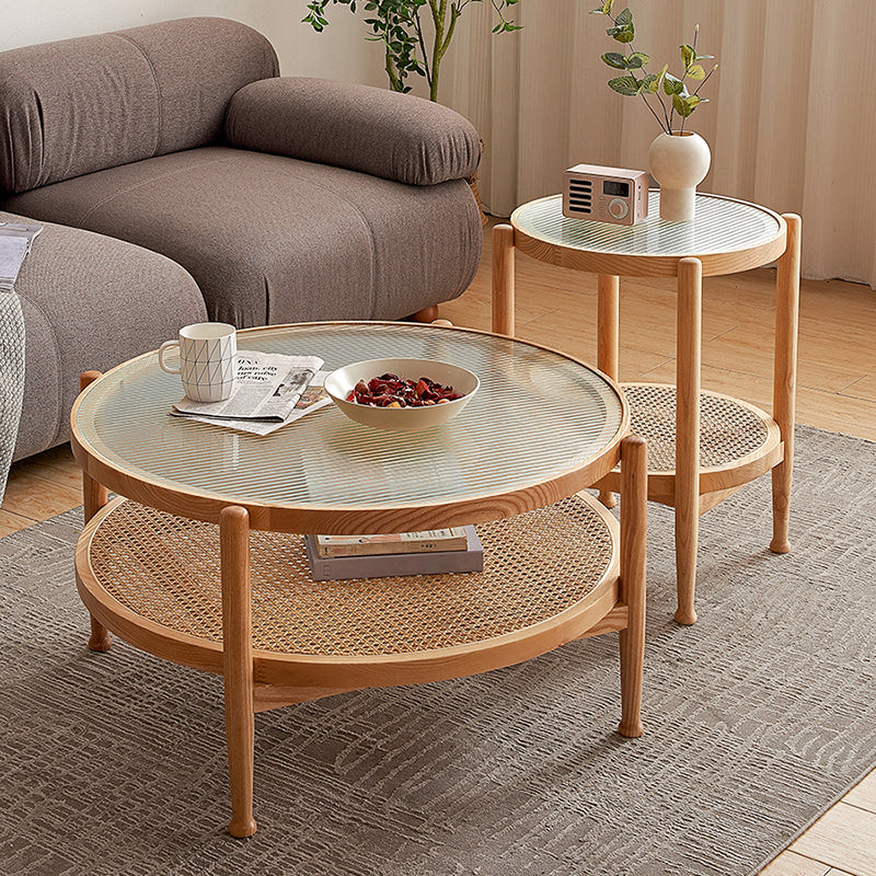 4 Legs Tropical Glass Coffee Table No Distressing Bunching Tables with Shelf Clearhalo 'Coffee & Accent Tables' 'Coffee Tables' 'coffee_tables' 'furn' 'furn_coffee_tables' 'Furniture' 'Living Room Furniture' 7132254