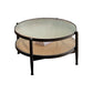 4 Legs Tropical Glass Coffee Table No Distressing Bunching Tables with Shelf 35.4"L x 35.4"W x 17.7"H Black Clearhalo 'Coffee & Accent Tables' 'Coffee Tables' 'coffee_tables' 'furn' 'furn_coffee_tables' 'Furniture' 'Living Room Furniture' 7132256