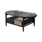 4 Legs Tropical Glass Coffee Table No Distressing Bunching Tables with Shelf 43"L x 22"W x 16.5"H Black Clearhalo 'Coffee & Accent Tables' 'Coffee Tables' 'coffee_tables' 'furn' 'furn_coffee_tables' 'Furniture' 'Living Room Furniture' 7132258