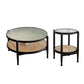 4 Legs Tropical Glass Coffee Table No Distressing Bunching Tables with Shelf 35"L x 35"W x 18"H+20"L x 20"W x 24"H Black Clearhalo 'Coffee & Accent Tables' 'Coffee Tables' 'coffee_tables' 'furn' 'furn_coffee_tables' 'Furniture' 'Living Room Furniture' 7132261