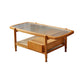 4 Legs Tropical Glass Coffee Table No Distressing Bunching Tables with Shelf 43"L x 22"W x 16.5"H Natural Clearhalo 'Coffee & Accent Tables' 'Coffee Tables' 'coffee_tables' 'furn' 'furn_coffee_tables' 'Furniture' 'Living Room Furniture' 7132262