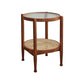 4 Legs Tropical Glass Coffee Table No Distressing Bunching Tables with Shelf 19.7"L x 19.7"W x 23.5"H Walnut Clearhalo 'Coffee & Accent Tables' 'Coffee Tables' 'coffee_tables' 'furn' 'furn_coffee_tables' 'Furniture' 'Living Room Furniture' 7132264