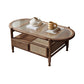 4 Legs Tropical Glass Coffee Table No Distressing Bunching Tables with Shelf 43"L x 22"W x 16.5"H Walnut Clearhalo 'Coffee & Accent Tables' 'Coffee Tables' 'coffee_tables' 'furn' 'furn_coffee_tables' 'Furniture' 'Living Room Furniture' 7132268
