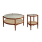 4 Legs Tropical Glass Coffee Table No Distressing Bunching Tables with Shelf 35"L x 35"W x 18"H+20"L x 20"W x 24"H Walnut Clearhalo 'Coffee & Accent Tables' 'Coffee Tables' 'coffee_tables' 'furn' 'furn_coffee_tables' 'Furniture' 'Living Room Furniture' 7132270