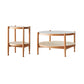 4 Legs Tropical Glass Coffee Table No Distressing Bunching Tables with Shelf 31.5"L x 31.5"W x 18"H + 18"L x 18"W x 23.5"H Cherry Wood Clearhalo 'Coffee & Accent Tables' 'Coffee Tables' 'coffee_tables' 'furn' 'furn_coffee_tables' 'Furniture' 'Living Room Furniture' 7132279