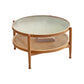 4 Legs Tropical Glass Coffee Table No Distressing Bunching Tables with Shelf 35.4"L x 35.4"W x 17.7"H Natural Clearhalo 'Coffee & Accent Tables' 'Coffee Tables' 'coffee_tables' 'furn' 'furn_coffee_tables' 'Furniture' 'Living Room Furniture' 7132281
