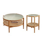 4 Legs Tropical Glass Coffee Table No Distressing Bunching Tables with Shelf 35"L x 35"W x 18"H+20"L x 20"W x 24"H Natural Clearhalo 'Coffee & Accent Tables' 'Coffee Tables' 'coffee_tables' 'furn' 'furn_coffee_tables' 'Furniture' 'Living Room Furniture' 7132284