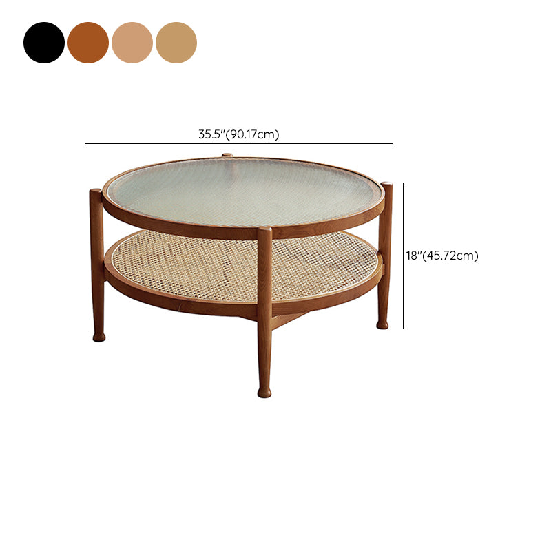 4 Legs Tropical Glass Coffee Table No Distressing Bunching Tables with Shelf Clearhalo 'Coffee & Accent Tables' 'Coffee Tables' 'coffee_tables' 'furn' 'furn_coffee_tables' 'Furniture' 'Living Room Furniture' 7132286